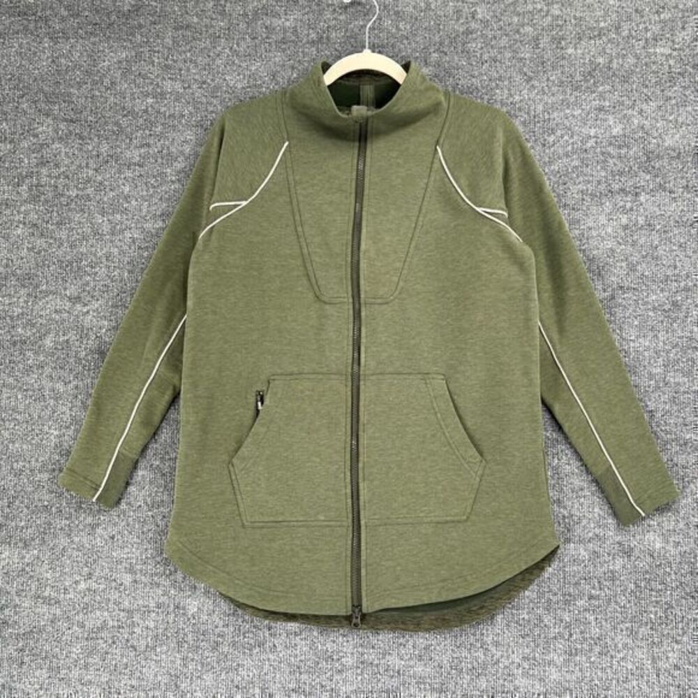 Title Nine Jacket Womens XS Green Full Zip Fleece Lined Pockets Mock Neck Golf